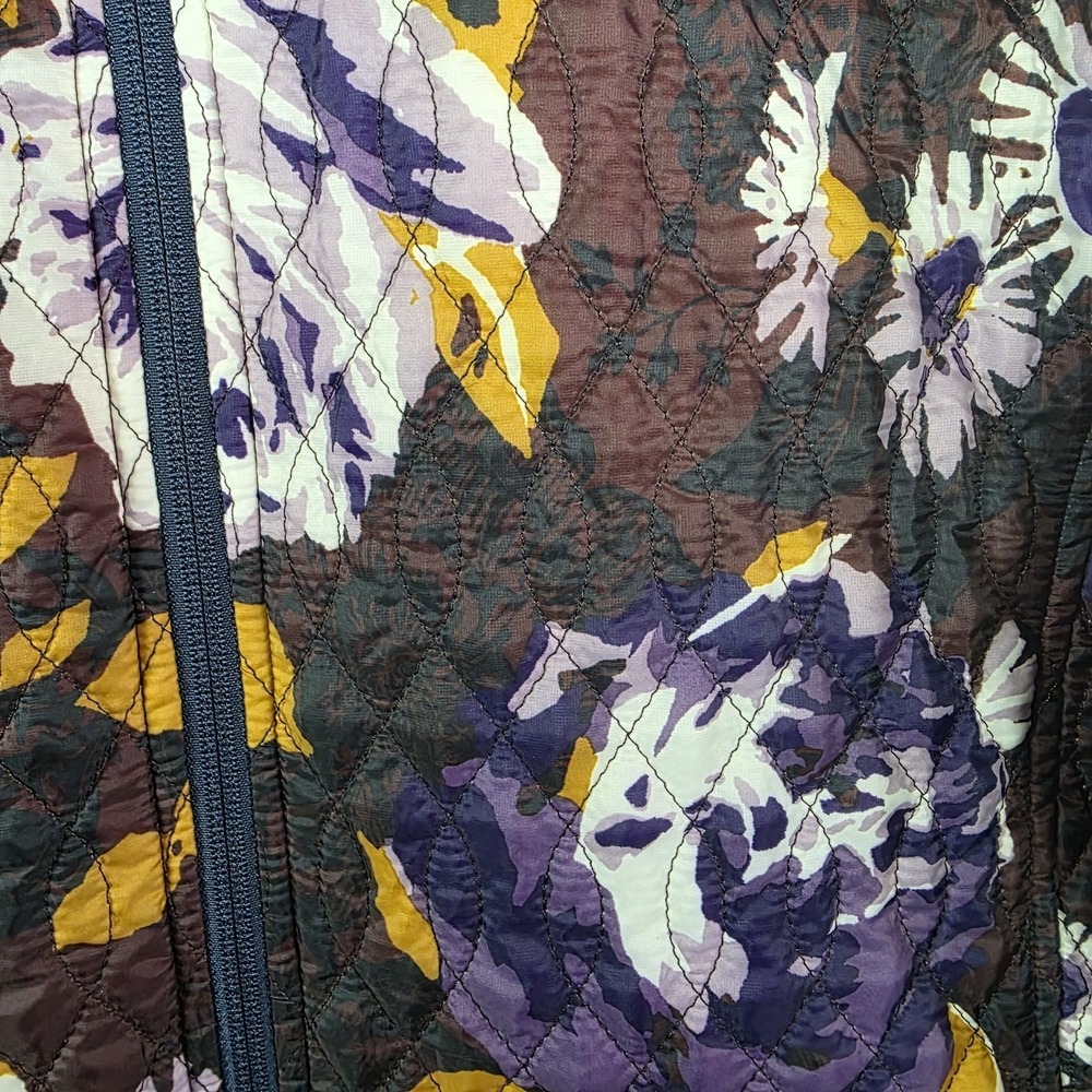 Lands End Jacket Women's XL Quilted Puffer Purple Floral Barn‎ Chore Ranch Coat - Picture 3 of 8